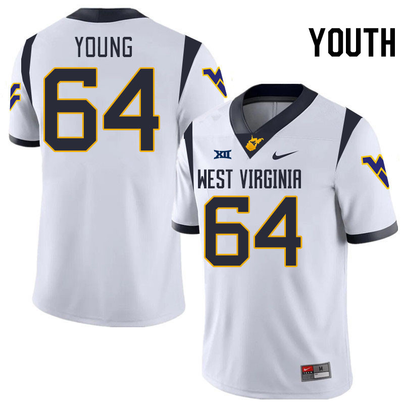 Youth #64 Cooper Young West Virginia Mountaineers College 2024 New Uniforms Football Jerseys Stitche